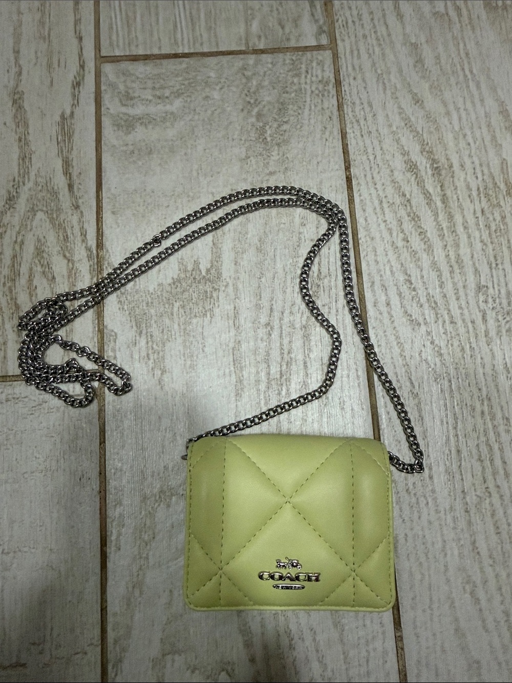 Coach Quilted Leather Crossbody Wallet - Lime Green